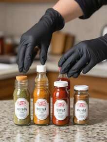 4/50/100 paquets de gants jetables en nitrile noirs pour la peinture, l'artisanat, le nettoyage et la manipulation des aliments, les soins de beauté et des ongles - Produits d'entretien ménager essentiels (sans boîte)