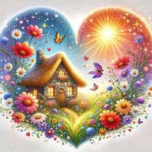 1pc DIY Diamond Painting Kit - Heart Landscape - Multicolor - View 2
