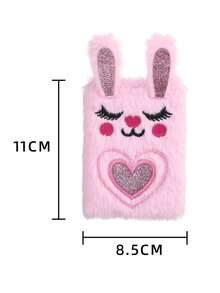 Neues Kinder Cartoon Kaninchen Plüsch Notizbuch, tragbares Mini Taschennotizbuch für Mädchen Studenten, Batik-Position variiert je nach Farbunterschied (4,3" x 3,3") - Verschiedenfarbig - Übersicht 2