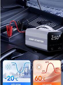 محرك تشغيل السيارة المحمول وضاغط الإطارات من CARSUN، سعة حتى 6 لتر بنزين/4 لتر ديزل، ضاغط هواء رقمي 150 رطل/بوصة مربعة مع إضاءة LED، شاحن هاتف للطوارئ، بطارية ليثيوم للسيارات والدراجات النارية والدراجات والكرات الرياضية