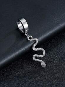 1对时尚不锈钢蛇形耳环，男女通用 - 蛇形耳墜 - 查看 6