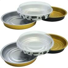 Set Of 12 6" Round Shape Nonstick Aluminum Baking Cups Mini Pizza Pans Pie Tins Pastry Mold With Lids 3 Colors Gold Millcow BlackandGold