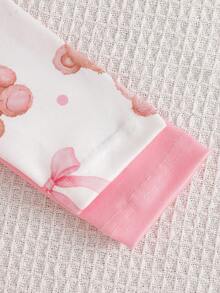 两件套女婴小熊蝴蝶结印花长袖连体衣套装，适合所有季节 - 彩色 - 查看 7