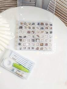 1pc Multi-Purpose Clear Plastic Organizer With 10/28 Fixed Compartments For Earrings, Rings, Jewelry Organization And Nail Art Supplies Sorting Travel Essentials Travel School Back To School School Supplies Holiday Camping Holiday Essentials Vacation Accessories Mini Summer - Multicolor - View 6