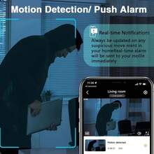 WiFi Security Camera Clock With 1080P HD Night Vision, Motion Detection Alarm, Loop Recording, 2.4GHz WiFi, USB Powered And Lithium Battery Backup, Remote Live View And Siren Alarm - Easy To Install For Home, Office, Warehouse Monitoring, Portable Smart Security Camera With Digital Clock Display, 2600mAh Battery, Ideal For Indoor Monitoring - 黑色 - 查看 2
