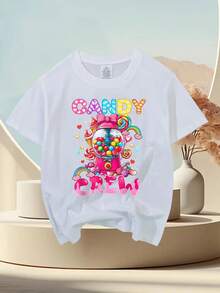 Candy Crew Squad Merry Christmas Kids Matching T-Shirts - Fun Graphic Tee With Candy Cane & Gingerbread Children, White Casual Crew Neck Tops For Boys & Girls, Perfect For Holiday Celebrations, Christmas T Shirts - White - View 7