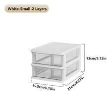Clear Desktop Storage Box With Drawer & Small Plastic Snap-Lock Box Heightened Table Organizer Office Storage Plastic Storage Cabinet For Stationery Student Desk Accessories Cosmetics, Back To School - Multicolor - View 11
