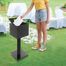 RibasuBB Suggestion Ballot Box With Lock, Key, And Wheels - Floor Standing Donation Box For Events, Offices, And Feedback Collection - Black - View 1
