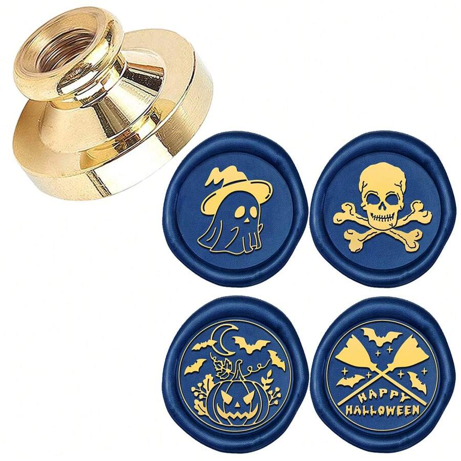 CYFUN DESIGN 1 buc Halloween dovleac ceară sigiliu ștampilă cap Retro alamă etanșare ștampilă cap doar pentru petrecere invitație plic sigilare felicitare cadou ambalaj vin pachet decor - Aur - Vizualizare 1