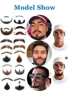 Fake Beard 2 Inch Full Hand Tied Realistic Fake Mustache Brown Jack Sparrow Fake Goatee Costume Beard Fake Facial Hair Lace Beard For Men Halloween Funny Cosplay Costume