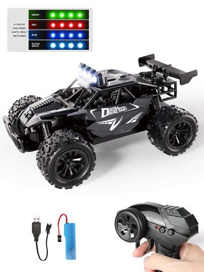1:16 Scale High Speed Off-Road Drift RC Car, 2.4G Remote Control, Drift Mode, Max Speed 20km/H, Suitable For Various Terrains, With Bumper And LED Lights, Rubber Off-Road Tires, Great For Christmas, Halloween, Children's Day Gifts, Boys Toy Car