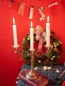 1 件/1 套波西米亚风格锌合金餐桌装饰 5 头/3 头烛台摆件金色欧式会所家居客厅节日浪漫氛围装扮蜡烛插座摆件 - 金色 - 查看 5