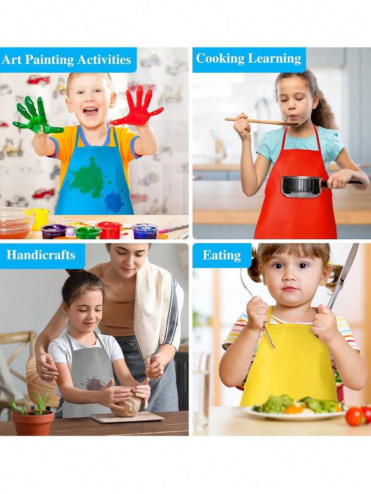 1 pieza Delantal de artista para niños - No tejido, apto para cocina, aula, eventos comunitarios, fiestas, manualidades y actividades de pintura artística, color aleatorio - Multicolor - Añade 6