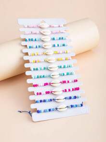 12pcs/Set Colorful Beaded Bohemian Braided Bracelets, Hawaiian Style Beach Jewelry For Women & Couples, Summer - Multicolor - View 5