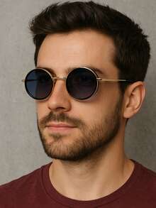 1pc New Retro Steampunk Small Round Metal Fashion Glasses Women Men Daily Simple Wild Street Festival Party Wear Fashion Glasses Female Suitable For Daily Casual Wear Glasses - Multicolor - View 10