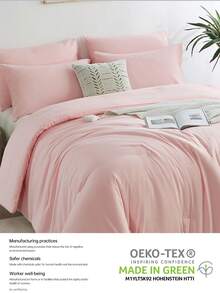 2/3pcs Luxury Soft Bed In A Bag Comforter Set, Solid Breathable Quilted Style Bedding Sets For All Season (1 Comforter & 1/2 Pillowcases), Gifts For The Family, Baby Pink