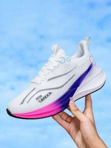 أحذية الجري الخارجية للرجال لنصف ماراثون، أحذية الجري ذات اللوحة الكربونية، أحذية رياضية للنساء مع امتصاص الصدمات، أحذية رياضية كاجوال مضادة للانزلاق - ازرق وابيض - مشاهدة 5