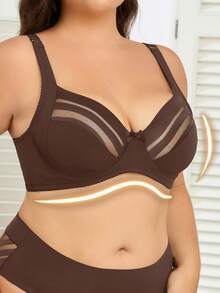 1 pieza Sujetador con aros de encaje para mujer de talla grande, con soporte, sexy, con tirantes ajustables, de cobertura completa, de estilo romántico francés, con elevación