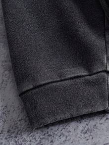 Women's Autumn And Winter Retro Letter Printing Casual Simple Retro Street Daily Comfortable Long Sleeve Thermal Lined Washed Round Neck Sweatshirt