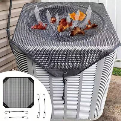 1 Piece Of High-Quality Outdoor Air Conditioner Cover - Super Durable, Windproof - Dustproof And Cold-Proof, With Breathable PVC Mesh Ventilation Design, Hexagonal Design, Air Conditioner Cover
