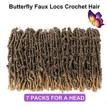 Butterfly Locs Crochet Hair 1-7 Packs Pre-Looped Soft Distressed Faux Locs Braids For Women 10/12/14 Inch - Brown - View 6
