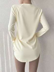 女士健身瑜伽上衣，速干运动服，适合跑步、健身房锻炼，弹力压缩打底衫 - 奶油白 - 查看 5