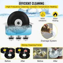 6L 40kHz Ultrasonic Vinyl Record Cleaner, Knob Control Ultrasonic Record Cleaner, 4-Disc Vinyl So Nic Cleaner, Stainless Steel Tank With Mechanical Heater And Timer - 查看 3