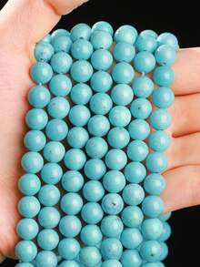 15 Inch 4/6/8/10/12mm Natural Stone Round Beads, Turquoise/White Turquoise/Blue Turquoise, Protective Energy/Prosperity/Chakra Healing Stones, For DIY Jewelry Making/Bracelets/Necklaces And Craft Accessories