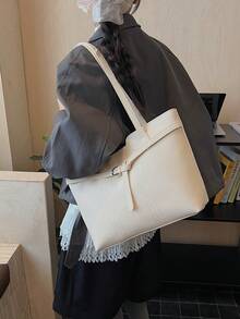 Women's Large Capacity Tote Bag, Suitable For Daily Commute, Autumn/Winter - Beige - View 3