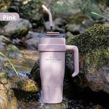 40OZ/1200ML SITARAYURI Double Wall  Bottle For Father's Day, With Handle And Straw, Large Capacity Portable Cup For Hot And Cold Dual Use, 1200ml Steel  Bottle, Suitable For Hot Or Cold Drinks, Suitable For Camping, Outdoor Activities, Driving, Sports, Fitness And Holiday Gifts. - 優質款淡紫色 - 查看 9