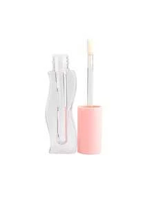 1pc 2.5ml Small Capacity Transparent Wavy Asymmetrical Shaped Lip Gloss Tube, Pink Asymmetric Lip Tint Bottle, Cosmetic Lip Mud Sample Packaging Tube, Wavy Transparent Wand Lip Oil Bottle, Small Capacity Plastic Lip Gloss Bottle, Cosmetic Empty Tube Packaging