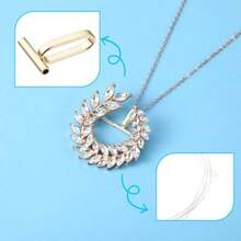 Brooch To Pendant Converter 4Pcs Pins To Pendant Gold And Silver Alloy Set With 1 Silicone Tube Hose Tool For Women Transforming Brooches Into Elegant Necklaces - 金銀 - 查看 4