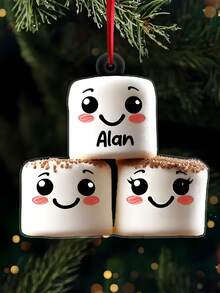 1 pièce Ornement de Noël personnalisé en forme de guimauve pour la famille Ornement de Noël souvenir personnalisé avec nom Mignon couple de guimauves Ornement pour enfants, parents, grands-parents Décoration unique Cadeau de Noël 2025 pour la famille, les amis, les couples et les bien-aimés Décorations de Noël Décoration de chambre Décoration d'automne Décorations de Noël Maison Décoration d'automne Maison Décoration de Noël