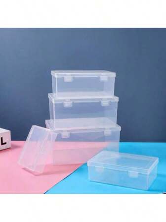 1 pieza Caja de plástico transparente multifuncional - Disponible en varios tamaños, utilizada para organizar cuentas, manualidades, pintura de diamantes, auriculares, cables de datos, almacenamiento de cargadores, cajas pequeñas, almacenamiento de artículos pequeños para el escritorio de la oficina