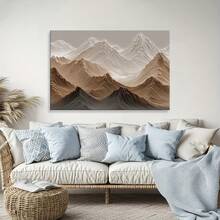 2D Flat, 3D Effect Hill Maillard Minimalist Wall Art - High-Definition Waterproof Canvas Print With Wooden Frame, Contemporary Landscape Art For Living Room, Bedroom, Bathroom & Office Decor, Canvas Wall Art Ready To Hang, Indoor Decoration - 棕色 - 查看 4