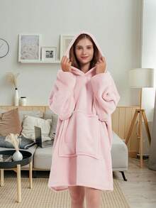 1 件大口袋连帽衫,可容纳宠物、热水袋和零食,加厚羊毛休闲电视毯宽松家居服,超大连帽毛毯运动衫,舒适温暖的羊毛毯,带袖子和大口袋,舒适的连帽毛毯可作为室内和室外的礼物 - 彩色 - 查看 3