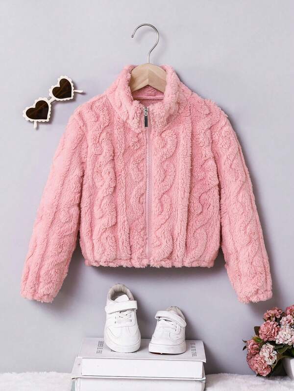 Dziewczęca kurtka polarowa z zamkiem błyskawicznym, dwustronna, miękka i wygodna, nowa, z długim rękawem i wysokim kołnierzem, jesień/zima