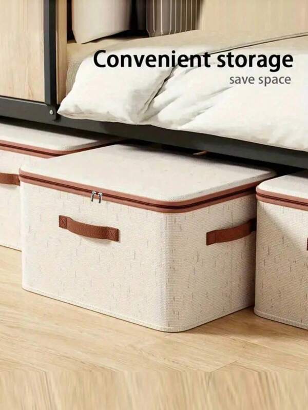 1pc Foldable Fabric Storage Box, Large Capacity Dust-Proof Quilt Storage Container, Wardrobe Organizer, Antibacterial & Moisture-Proof Zipper Closet Organizer, Decorative Pants Sorting Storage Box, Suitable For Decorating Rooms, Bedrooms, Home Decor