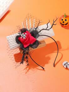 1 pièce Serre-tête Halloween Citrouille et Crâne avec Toile d'Araignée, Livraison aléatoire de la main gauche ou droite, Accessoire amusant pour fête, Citrouille en plastique ABS, Branches, Séance photo, Mascarade, Cosplay, Coiffe de style gothique - 22195 - Voir 5