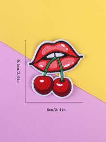 12pcs Red Letter Bow Cherry Embroidered Patches, DIY Iron-On Sewing Applique For Clothing, Shoes, Bags, Accessories - Multicolor - View 7