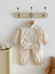 Autumn Korean Style Baby Girl Sport Suit, Toddler Boys Casual Outfits And Girls Pants 2 Pieces Set, - 杏色 - 查看 1
