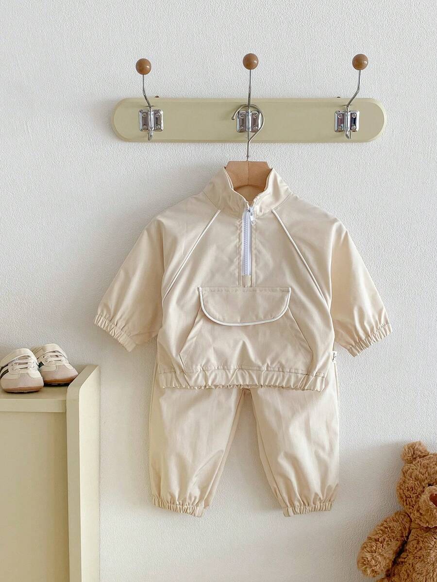 Autumn Korean Style Baby Girl Sport Suit, Toddler Boys Casual Outfits And Girls Pants 2 Pieces Set, - 杏色 - 查看 1