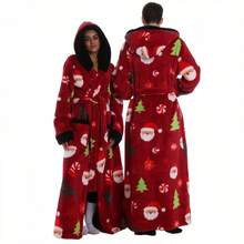 Albornoces de Navidad con cuello vuelto y estampado para parejas, nueva ropa de dormir de otoño/invierno, bata de felpa de manga larga y cálida para hombres y mujeres, pijamas suaves y esponjosos, set de regalo de Navidad