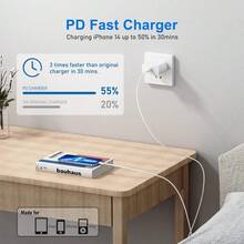 20W Charger Set - 20W Fast Charger Adapter + 6.6ft/200cm High-Efficiency Data Sync Fast Charging Cable, Compatible With IPhone 14/13/12/11 Pro Plus/XS/XR/8/7/9, Series - View 3