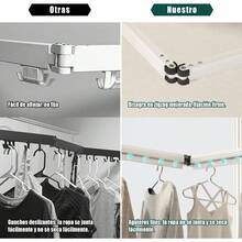 Tendedero Plegable para Ropa Capacidad de Carga 35KG,con 15 Agujeros,Ángulo Ajustable 360 ° ,Estante de Ropa Retractil para Ahorro de Espacio,para Lavandería,Balcón,Vestíbulo, Dormitorio - Gris - Ver 7