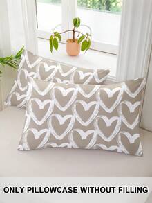 1pc/2pcs/4pcs Black And White Heart Pattern Pillow Cover Set (Pillow Inner Not Included), Soft & Comfortable, Suitable For All Seasons