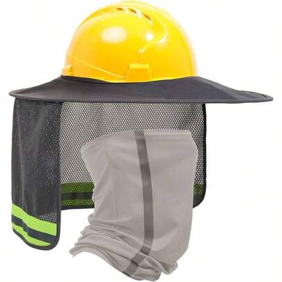 Hard Hat Shade, Full Brim Mesh Neck Shield, High Visibility Neck Bandana Headband Face Scarf, Hard Hat Accessories, 2 Pack,