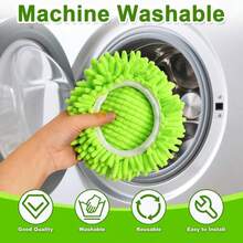 Mop Replace Head For O Cedar, Spin Mop Heads Replacements For Ocedar Easywring 1 Tank Spin Mop, Chenille Duster For Ocedar Mop Include 3 Pack Microfiber Chenille Mop Pad For Ocedar Spin Mop - MàuB - Xem 5