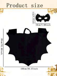 2pcs/Set Halloween Bat Costume Set - Polyester Bat Wing Cape, Black Eye Mask And Hair Clip. Perfect For Cosplay, Fans, Carnivals, Birthdays And Ladies' Parties.
