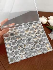 1pc Multi-Purpose Clear Plastic Organizer With 10/28 Fixed Compartments For Earrings, Rings, Jewelry Organization And Nail Art Supplies Sorting Travel Essentials Travel School Back To School School Supplies Holiday Camping Holiday Essentials Vacation Accessories Mini Summer - Multicolor - View 2